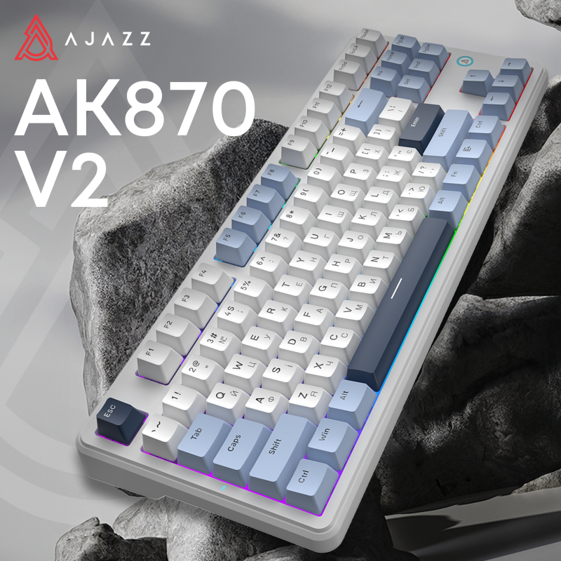 Клавиатура Ajazz AK870 V2 RGB Flying Fish Switch (AK870-V2-FF-BWB) White