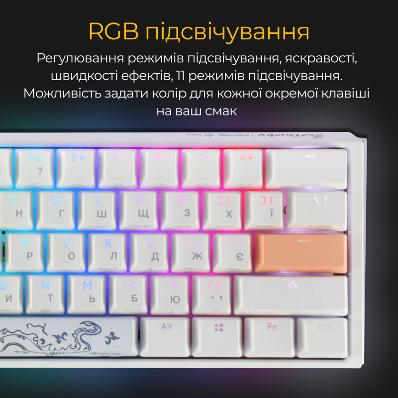 Клавіатура Ducky One 3 Mini Cherry MX Brown RGB UA USB White (DKON2161ST-BUAPXPWWWSC1)