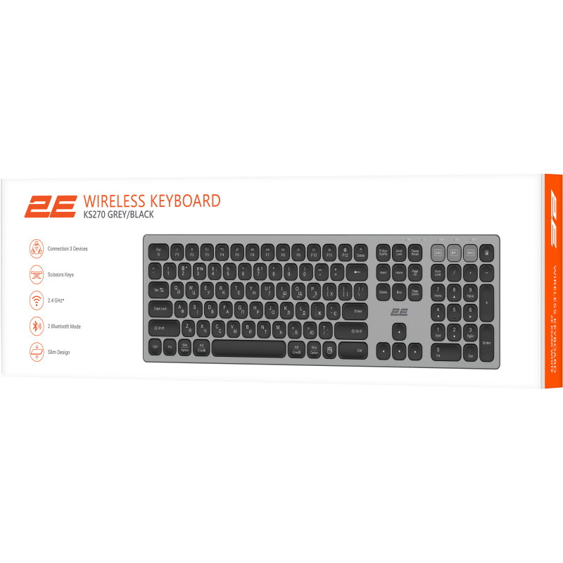Клавиатура 2E KS270 Gray/Black (2E-KS270WBGR_UA)