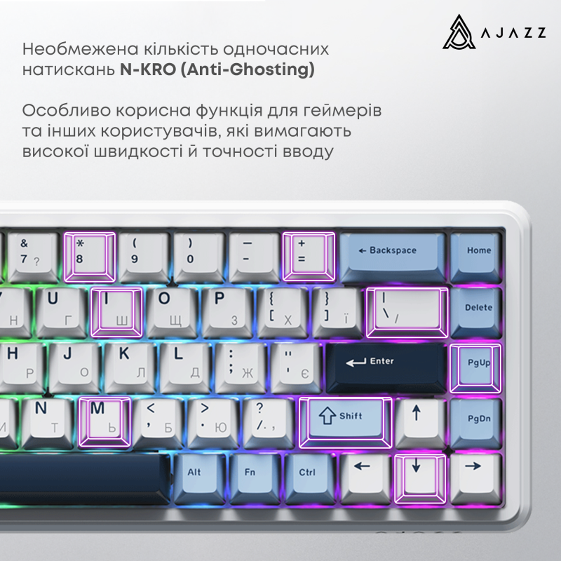 Ajazz AK680 MAX White-Dark Blue (AK680-M-BWD-A)