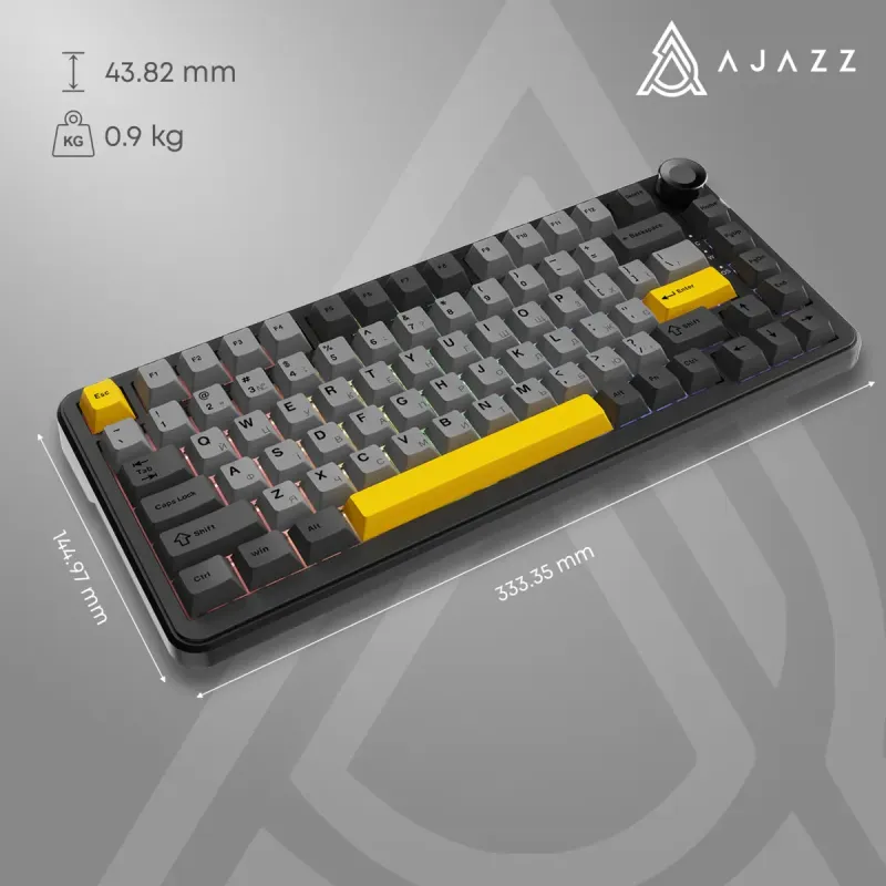 Клавиатура Ajazz AK820 Max Plus Black Grey Yellow (AK820MAX-DD-BGY)