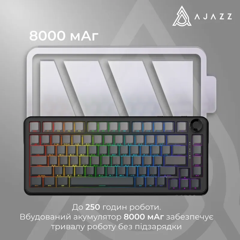 Клавиатура Ajazz AK820 MAX PLUS White Birch Switch Black Gradient (AK820-MAX-WB-S-G)