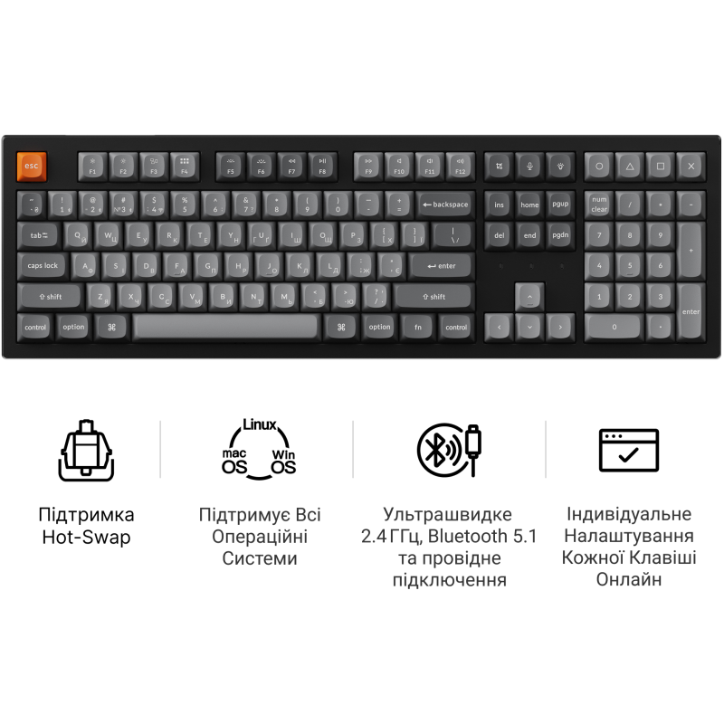 Клавиатура Keychron K10 Max Keychron Super Banana Switch Black RGB (K10M-H4-UA)
