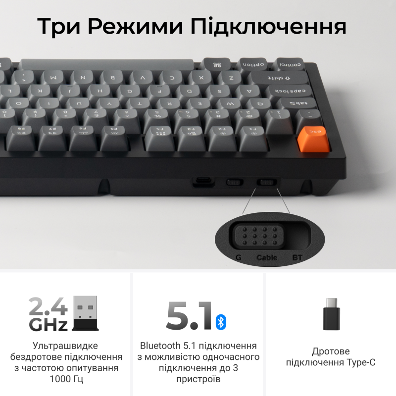 Клавиатура Keychron K10 Max Keychron Super Banana Switch Black RGB (K10M-H4-UA)