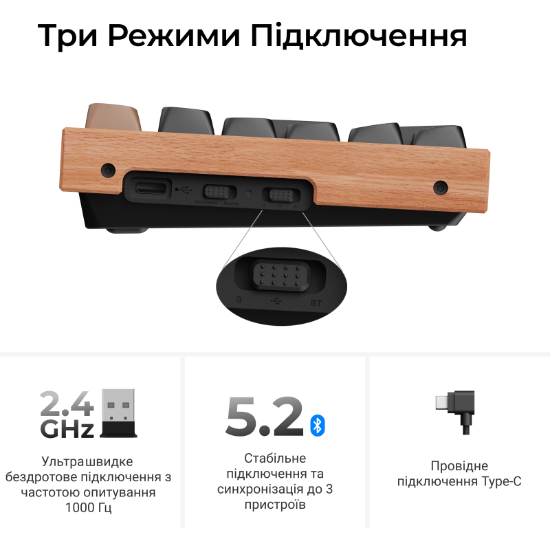 Клавіатура Keychron K2HE Gateron Double-Rail Magnetic Nebula QMK RGB Black (K2H-F1-UA)