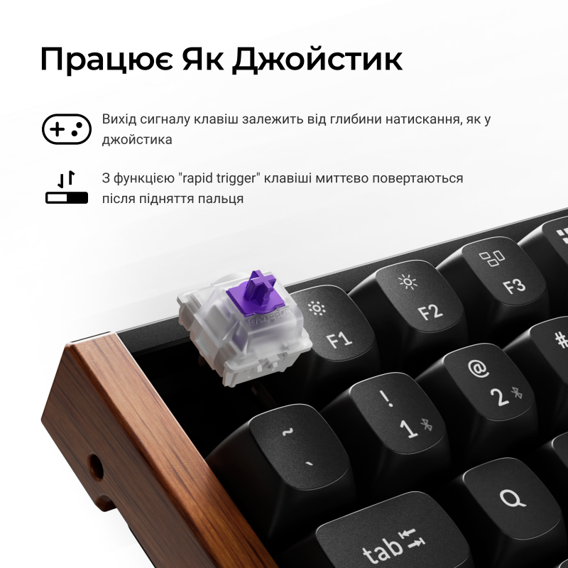 Клавіатура Keychron K2HE Gateron Double-Rail Magnetic Nebula QMK RGB Black (K2H-F1-UA)