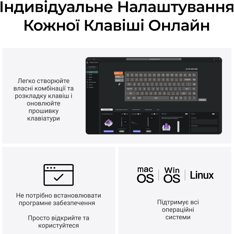 Клавіатура Keychron K2HE Gateron Double-Rail Magnetic Nebula QMK RGB Black (K2H-F1-UA)