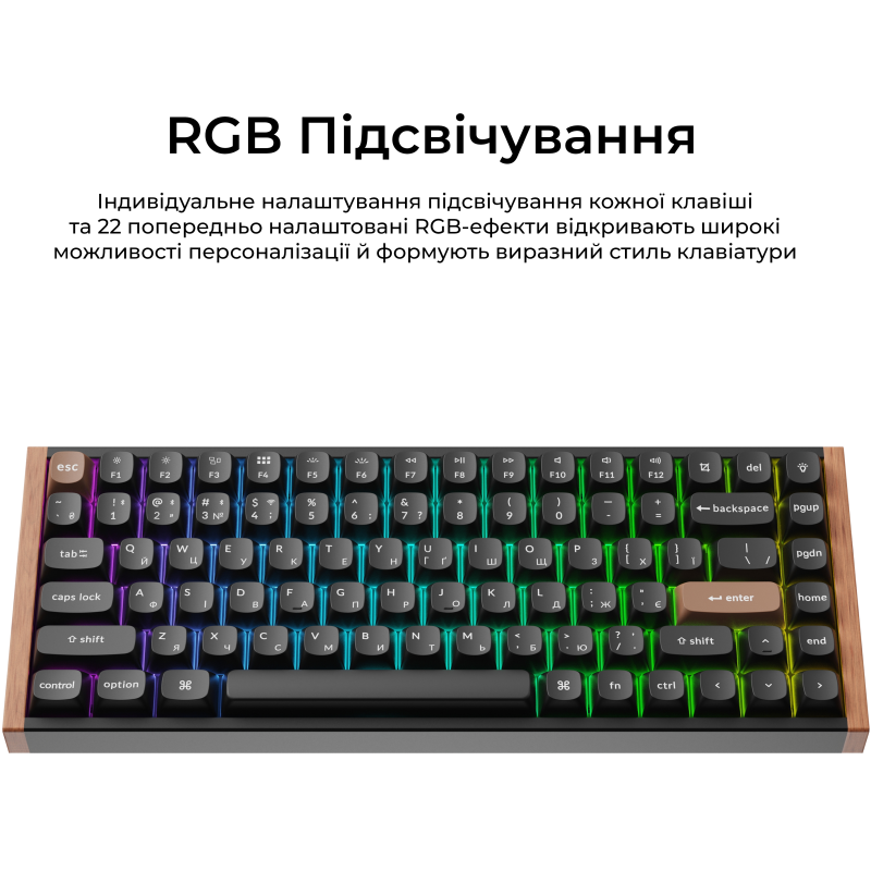 Клавіатура Keychron K2HE Gateron Double-Rail Magnetic Nebula QMK RGB Black (K2H-F1-UA)