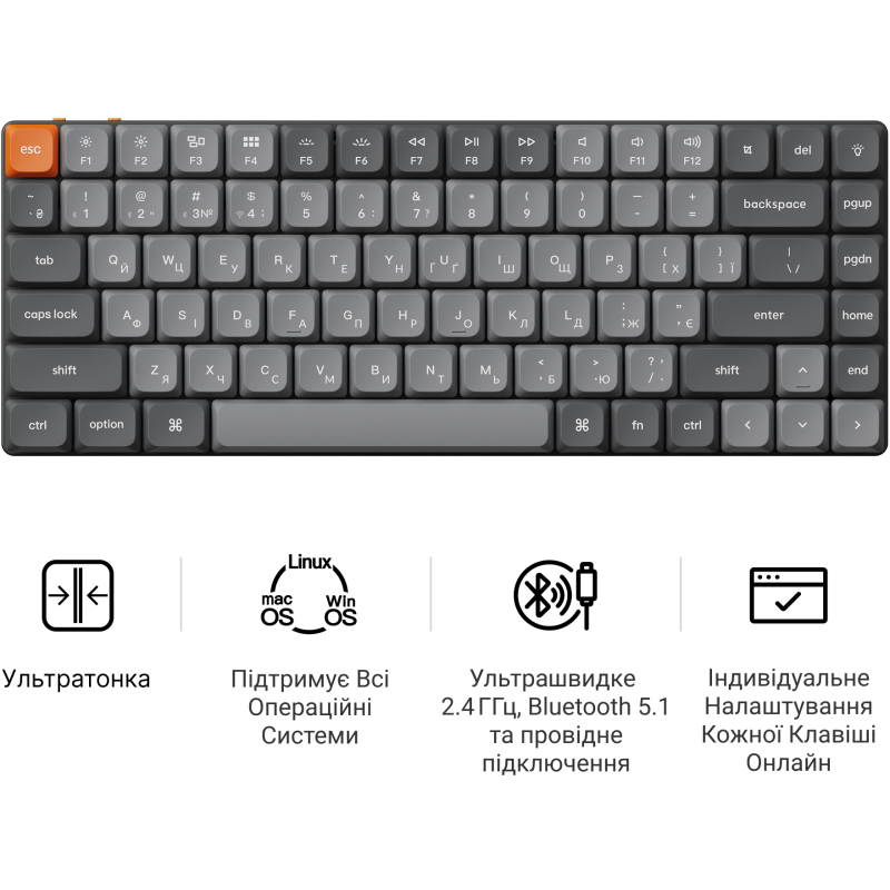 Клавіатура Keychron K3 Max 84 Key Gateron MX 2.0 Brown (K3M-H3-UA)