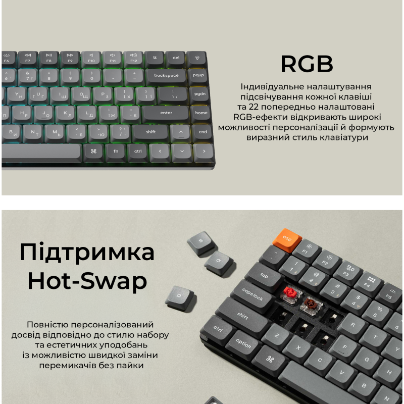 Клавіатура Keychron K3 Max 84 Key Gateron MX 2.0 Brown (K3M-H3-UA)