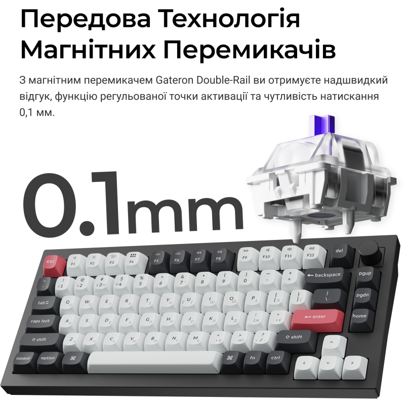 Клавіатура Keychron Q1 HE Magnetic Switch Black RGB (Q1H-M1-UA)