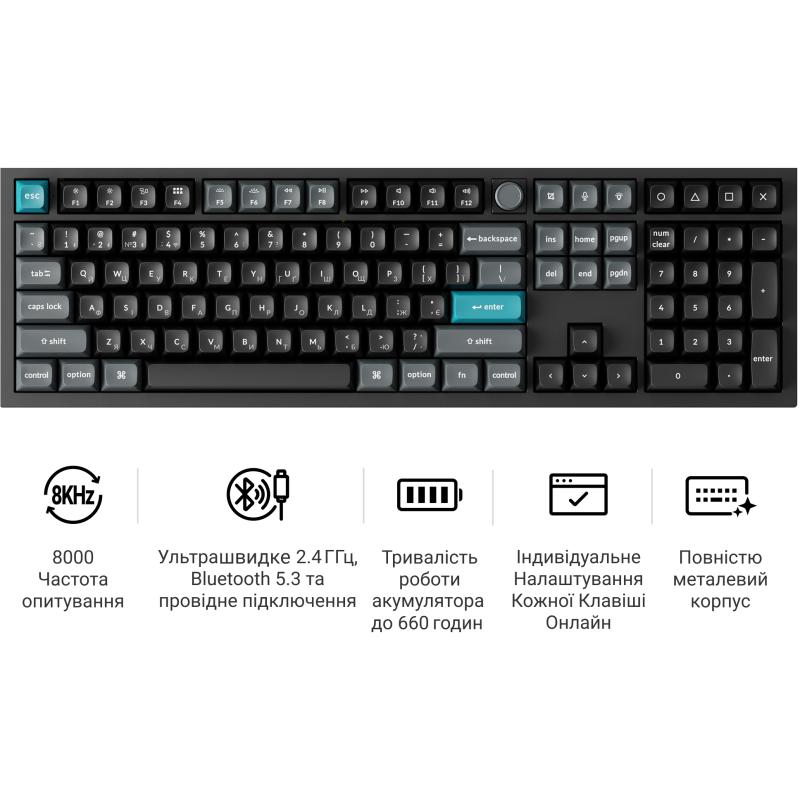 Клавіатура Keychron Q6 Ultra Keychron Red Switch Black RGB (Q6U-M1-UA)