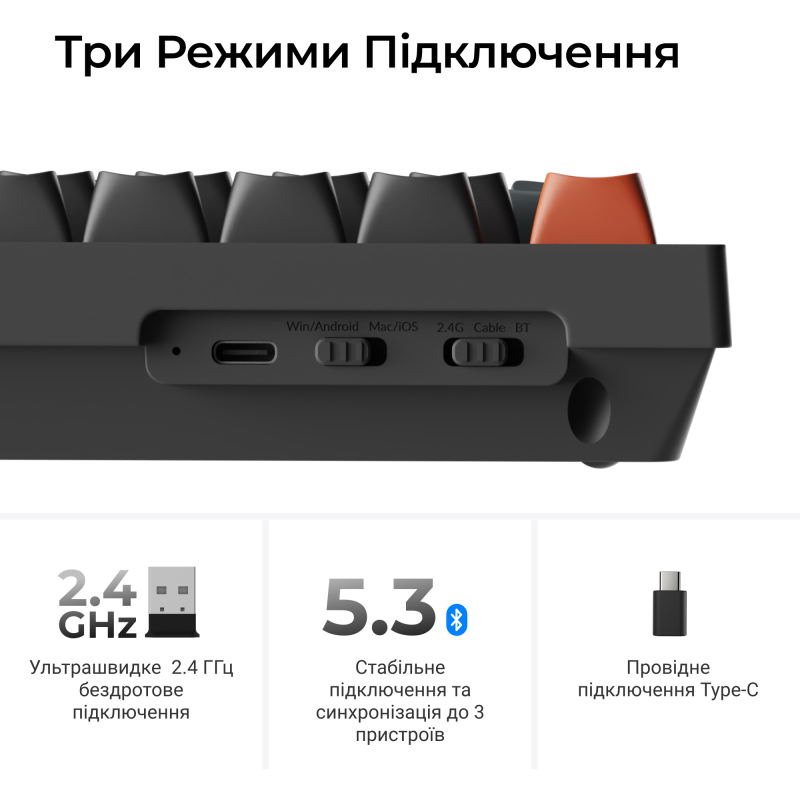 Клавіатура Keychron V1 Ultra Keychron Red Switch Black RGB (V1U-D1-UA)