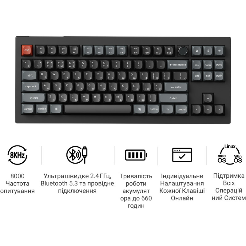 Клавіатура Keychron V3 Ultra Keychron Red Switch Black RGB (V3U-D1-UA)