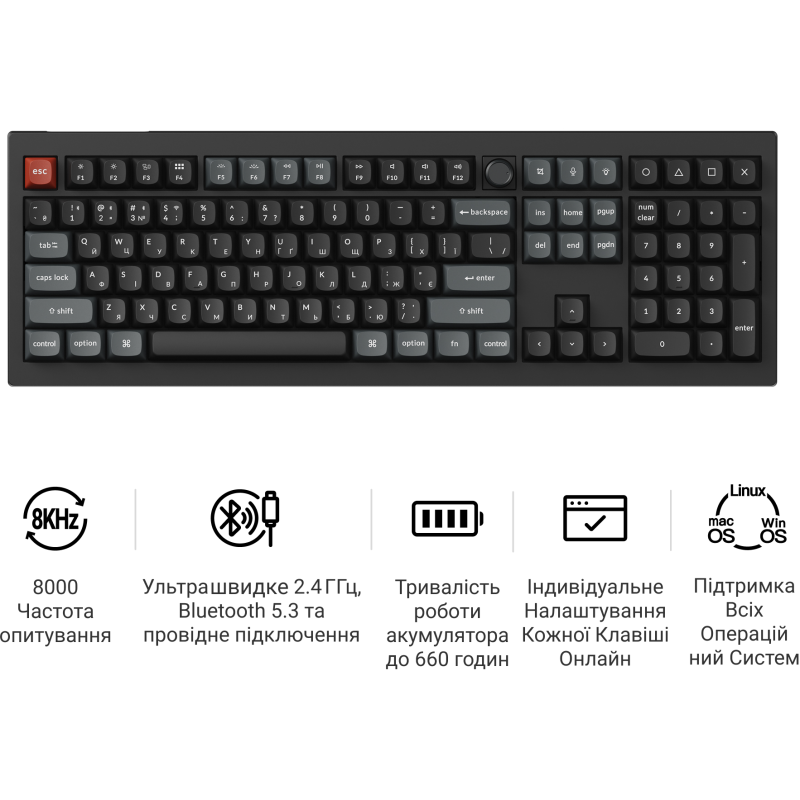 Клавіатура Keychron V6 Ultra Keychron Red Switch Black RGB (V6U-D1-UA)
