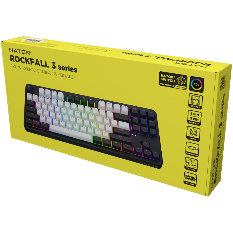 HATOR Rockfall 3 Mecha TKL Wireless Orange Switch Black (HTK850UA)