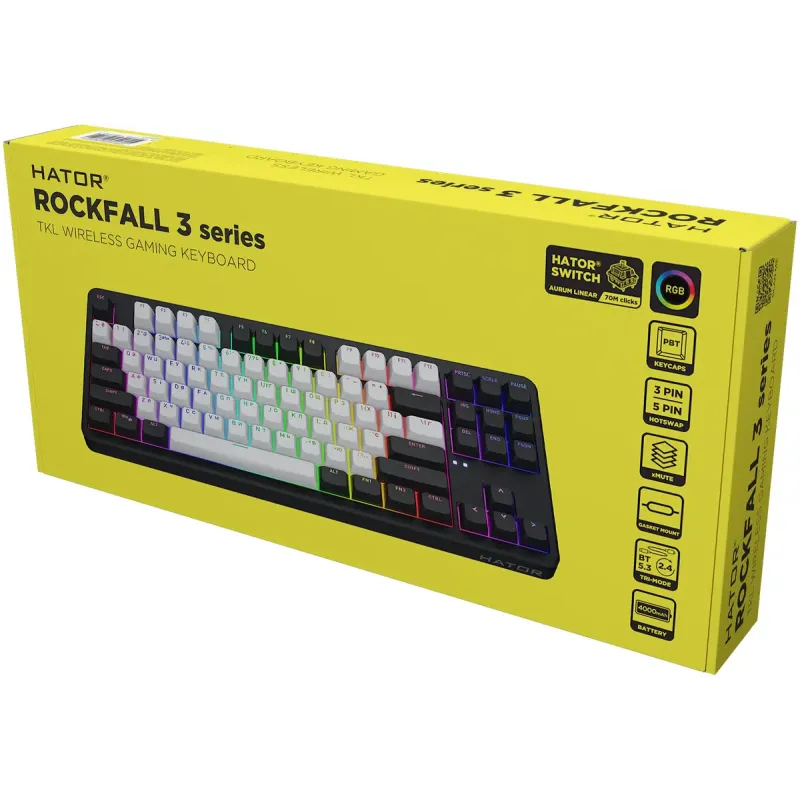 Клавиатура HATOR Rockfall 3 Mecha TKL Wireless Orange Switch Black (HTK850UA)