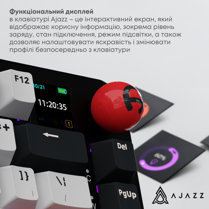 Клавиатура Ajazz AK820 MAX Avocado Switch Black (AK820MAX-AS-BG)