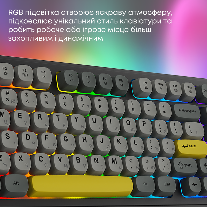 Клавіатура Ajazz AF98 PLUS Black Gray Yellow (AF98-PLUS-BGY)