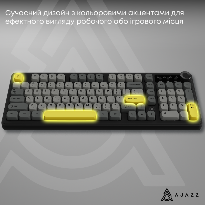 Клавіатура Ajazz AF98 PLUS Black Gray Yellow (AF98-PLUS-BGY)