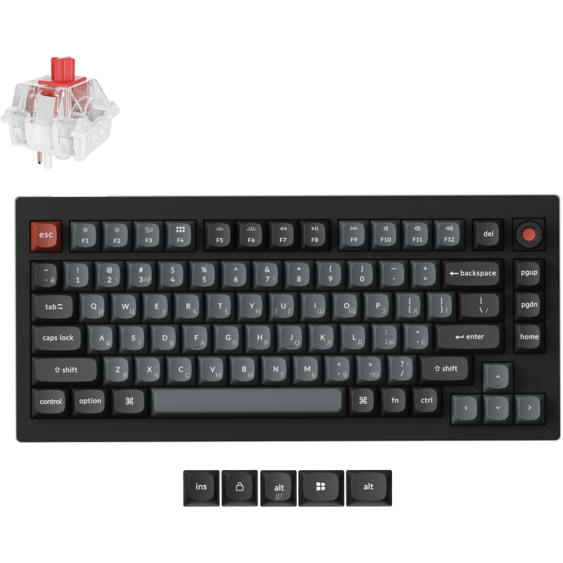 Клавіатура Keychron V1 8K Keychron Super Red Switch Black RGB (V1W-D1-UA)