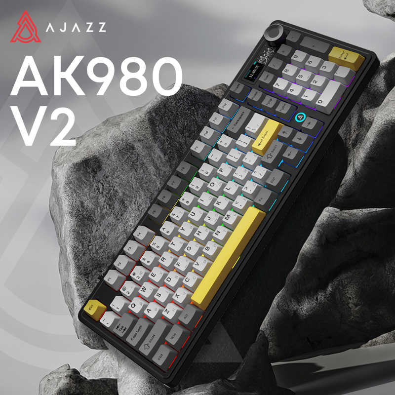 Клавиатура Ajazz AK980 V2 Gift Switch V2 Black Gray Yellow (AK980-V2-G-BGY)