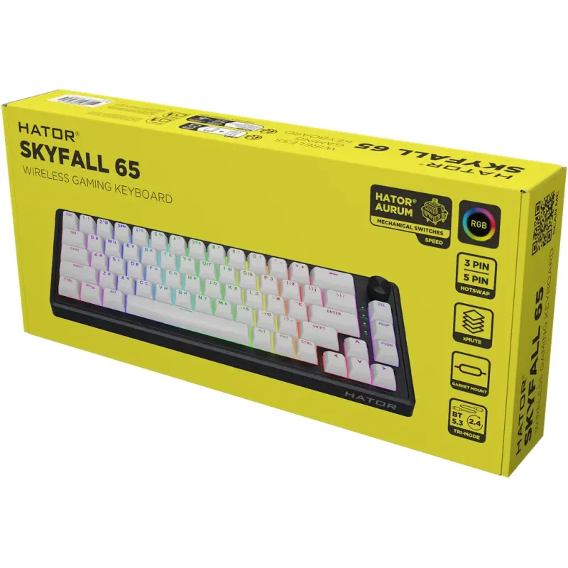 Клавіатура HATOR Skyfall 65 Wireless Black-White (HTK3160UA)