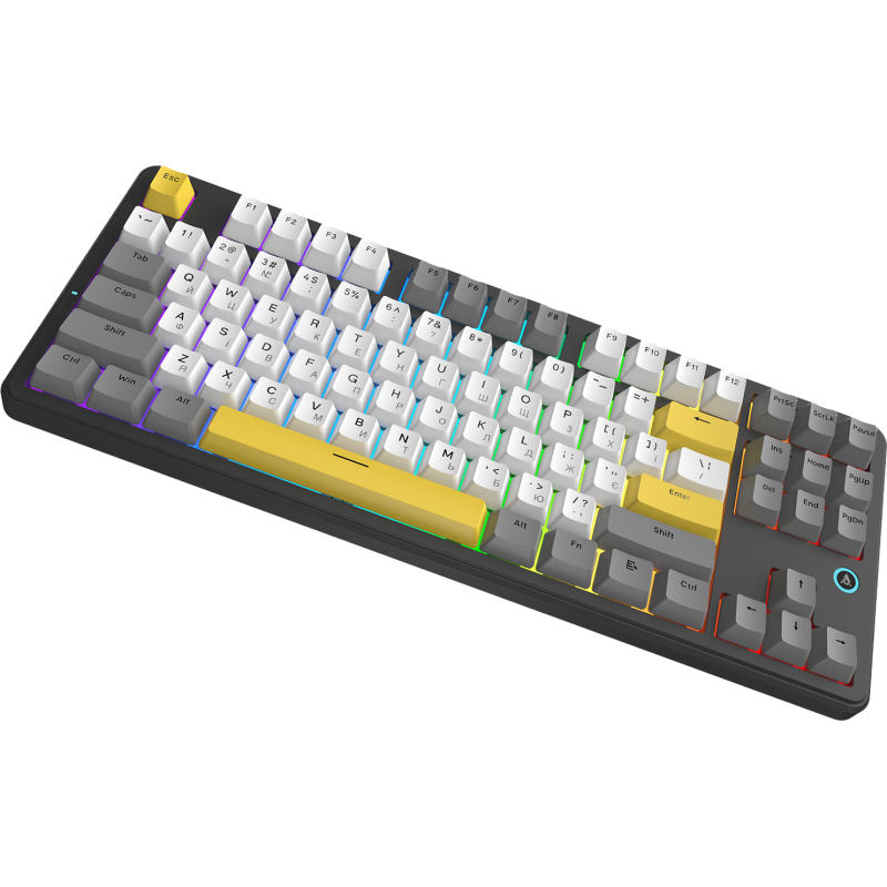 Клавіатура Ajazz AK870 V2 Flying Fish switches Black Gray Yellow (AK870-V2-FF-BGY)