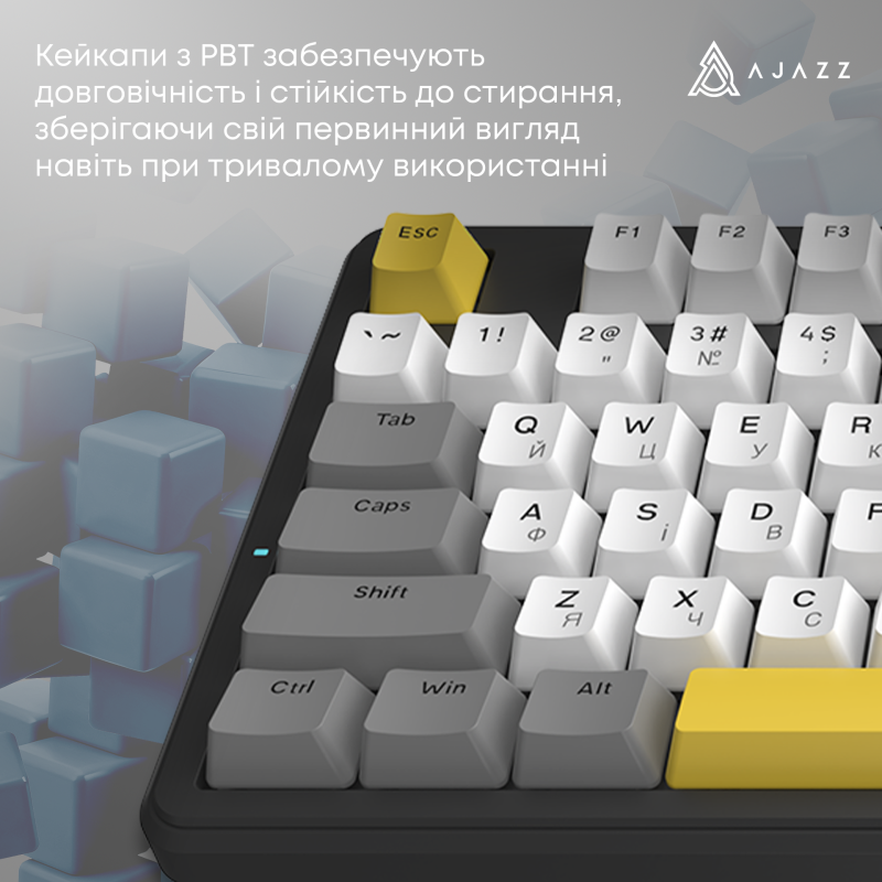 Клавіатура Ajazz AK870 V2 Flying Fish switches Black Gray Yellow (AK870-V2-FF-BGY)