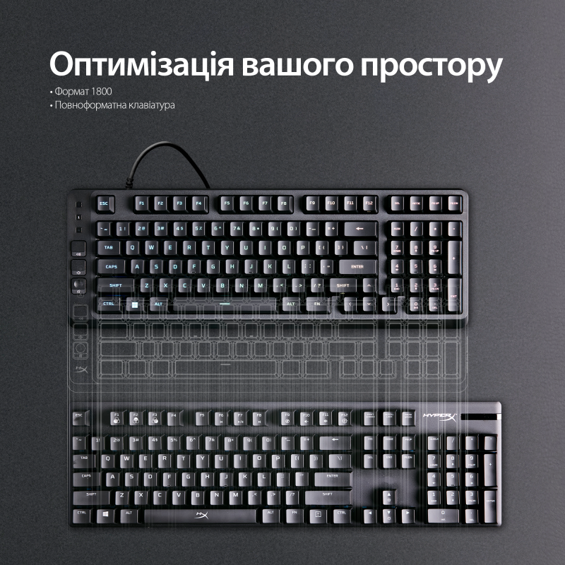 Клавіатура HyperX Eve 1800 USB Black (B7JE0AA)