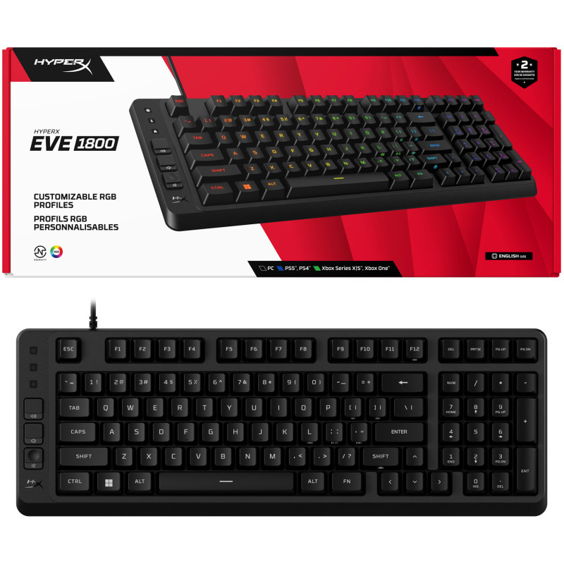 Клавіатура HyperX Eve 1800 USB Black (B7JE0AA)