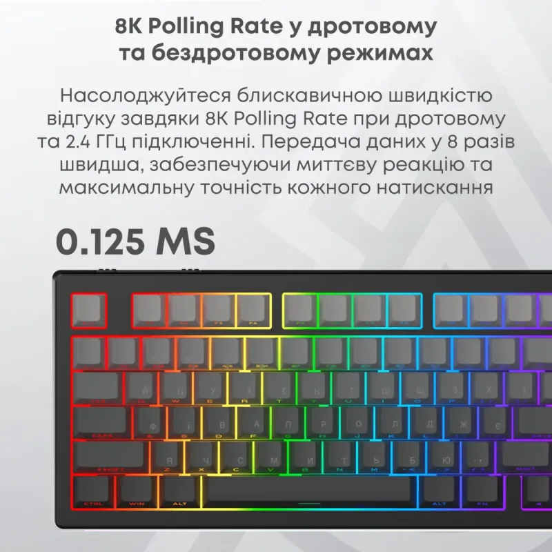 Клавиатура Ajazz AK820 V2 White Peach Switch (AK820-V2-WP-S-BG)