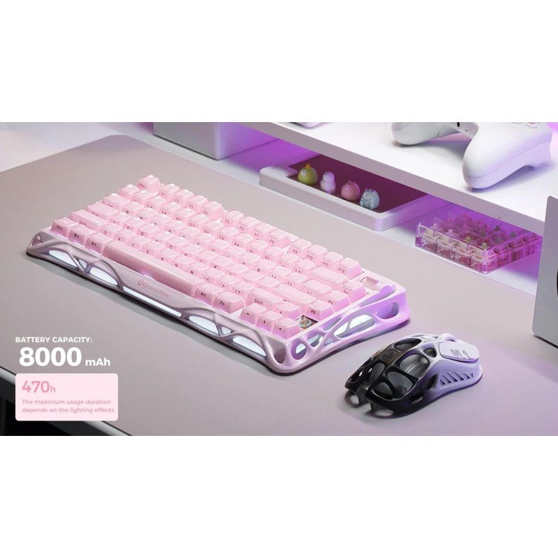 Клавіатура GravaStar Mercury K1 GravaStar x Kailh Cheery Pink, EN, BT/WL/USB, Sakura Pink (GS_K1_P_PNK)