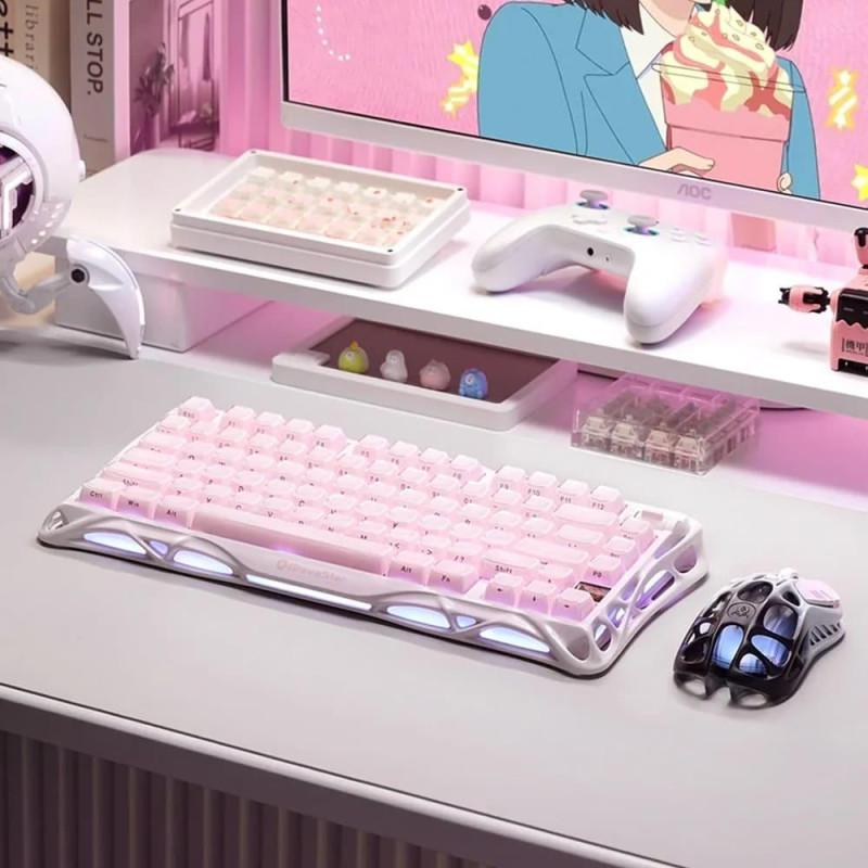Клавіатура GravaStar Mercury K1 GravaStar x Kailh Cheery Pink, EN, BT/WL/USB, Sakura Pink (GS_K1_P_PNK)