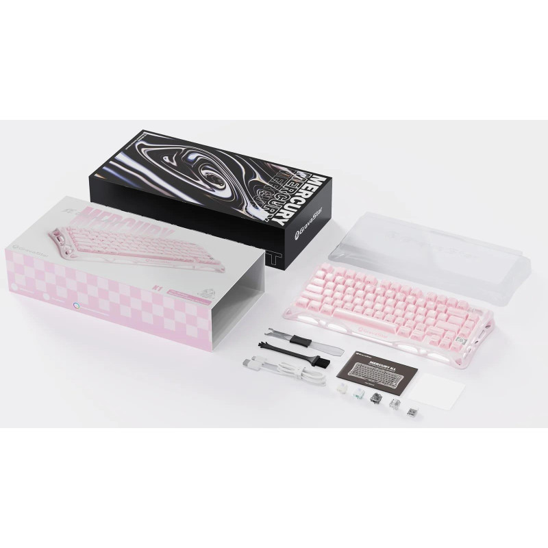 Клавіатура GravaStar Mercury K1 GravaStar x Kailh Cheery Pink, EN, BT/WL/USB, Sakura Pink (GS_K1_P_PNK)