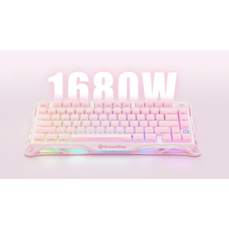 Клавіатура GravaStar Mercury K1 GravaStar x Kailh Cheery Pink, EN, BT/WL/USB, Sakura Pink (GS_K1_P_PNK)