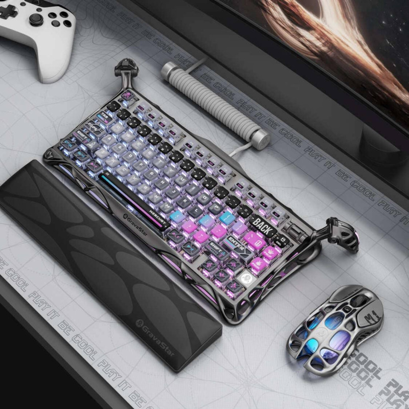 Клавиатура GravaStar Mercury K1 Pro Kailh Speedy Mint BT/WL/USB Cyberpunk (GSK1PRO_CBLK)