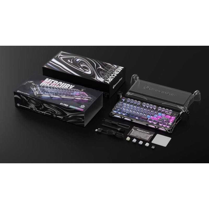 Клавиатура GravaStar Mercury K1 Pro Kailh Speedy Mint BT/WL/USB Cyberpunk (GSK1PRO_CBLK)