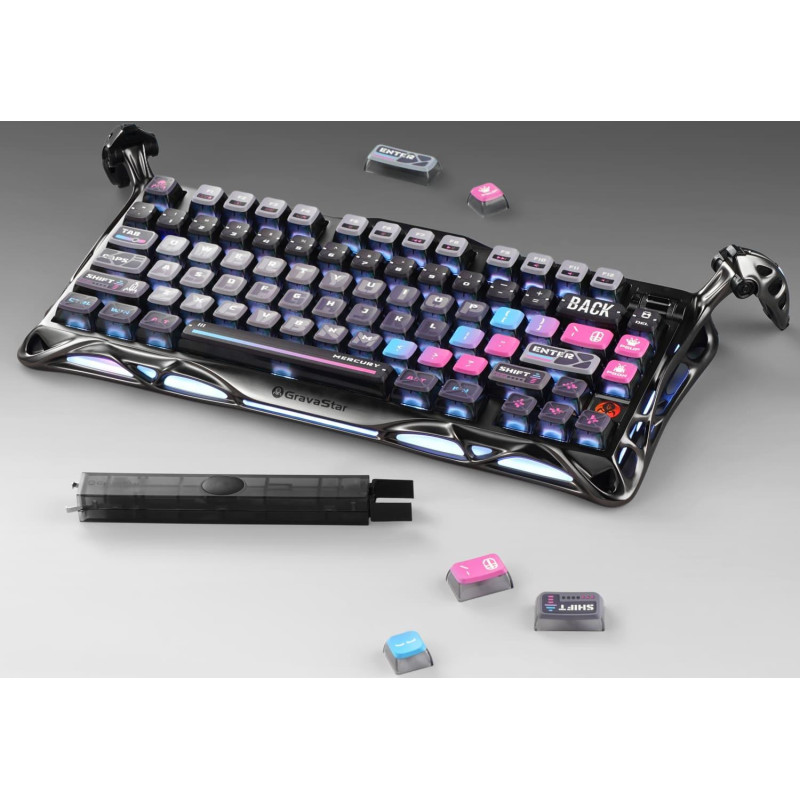 Клавиатура GravaStar Mercury K1 Pro Kailh Speedy Mint BT/WL/USB Cyberpunk (GSK1PRO_CBLK)