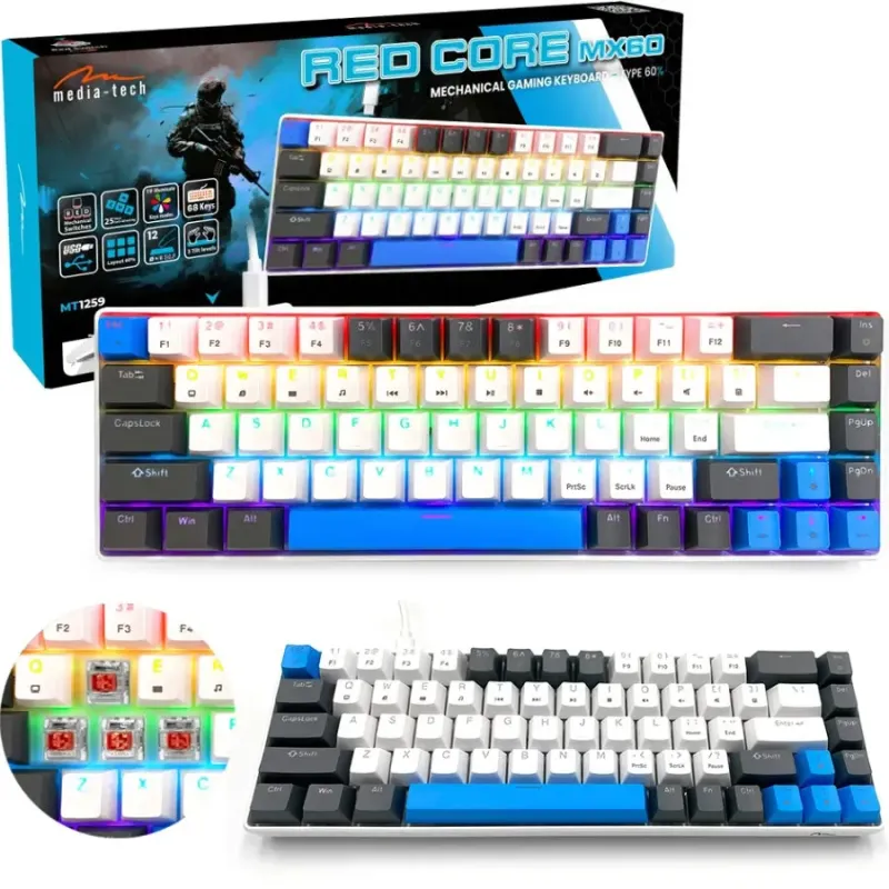 Клавіатура Media-Tech Red Core MX60 White (MT1259)