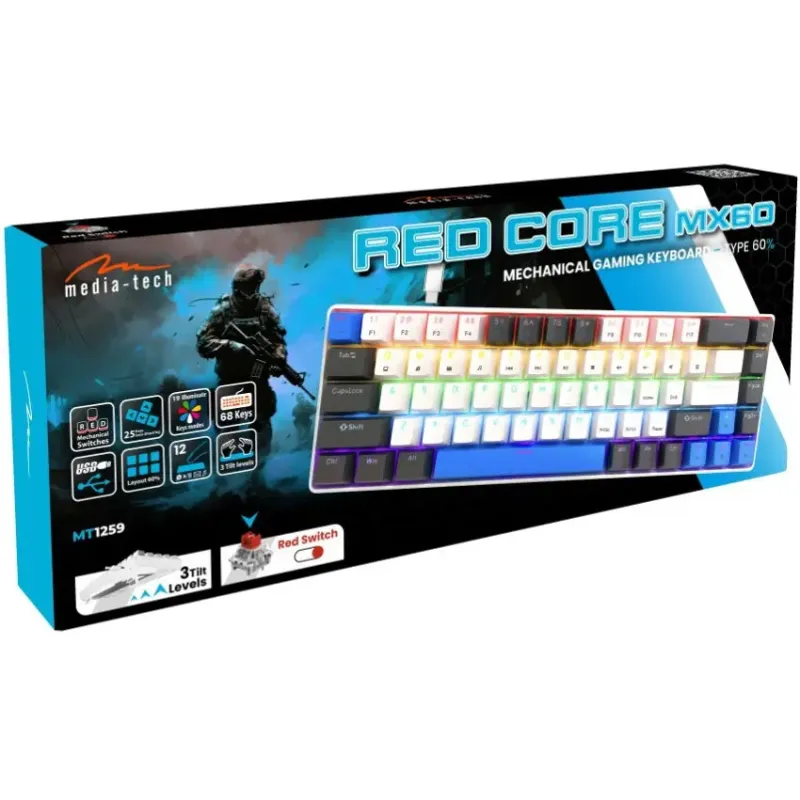 Клавіатура Media-Tech Red Core MX60 White (MT1259)