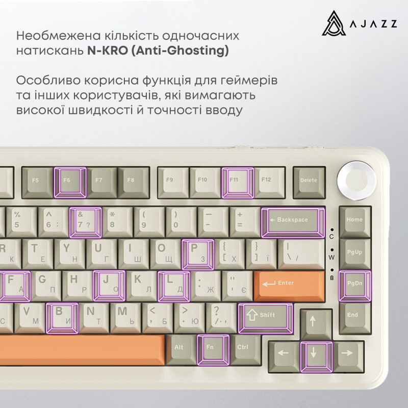 Клавиатура Ajazz AK820 MAX Flying Fish Switch Retro Colour (AK820MAX-FF-R)