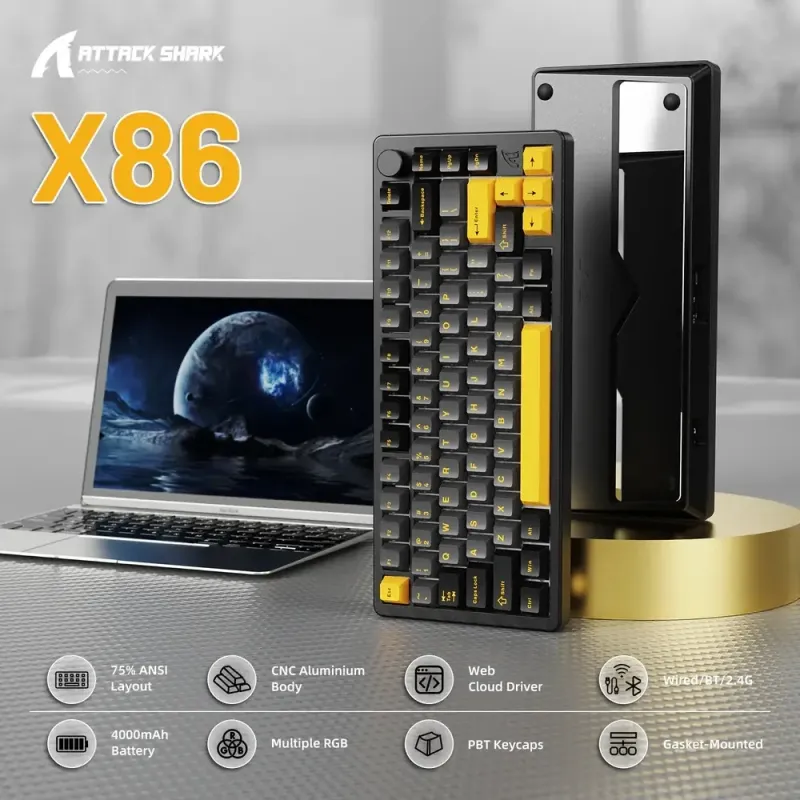 Клавиатура ATTACK SHARK X86 Starry Black (AS-6972792470450-SB, X86SB_AS)