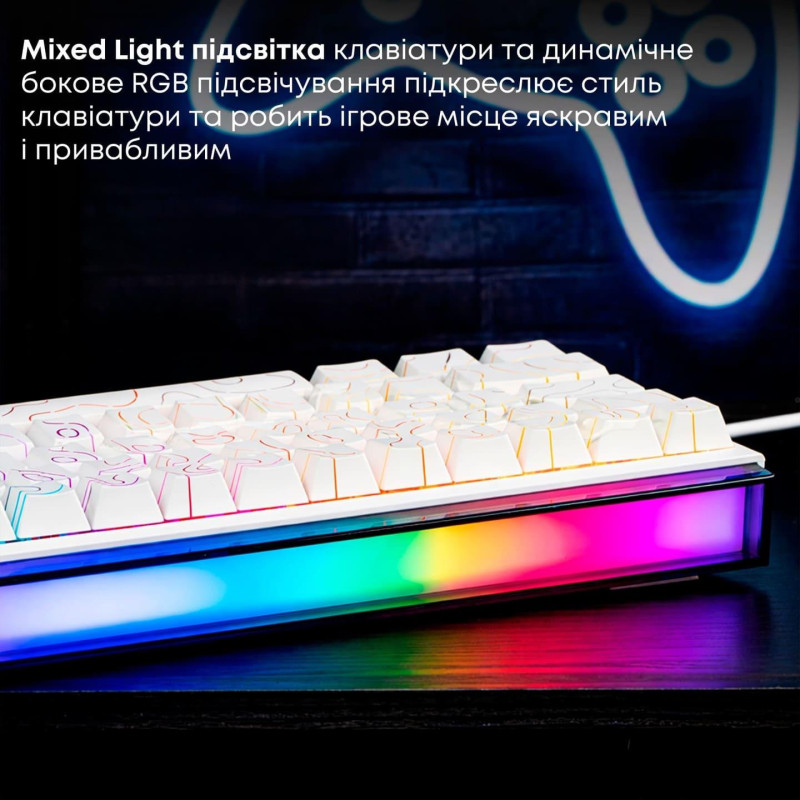 Клавіатура Ajazz NK68 Red switches Side contour White (NK68-RSW)