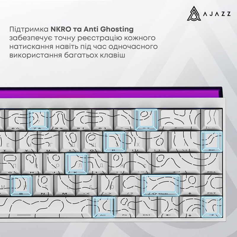 Клавіатура Ajazz NK68 Red switches Side contour White (NK68-RSW)