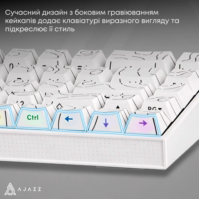 Клавіатура Ajazz NK68 Red switches Side contour White (NK68-RSW)