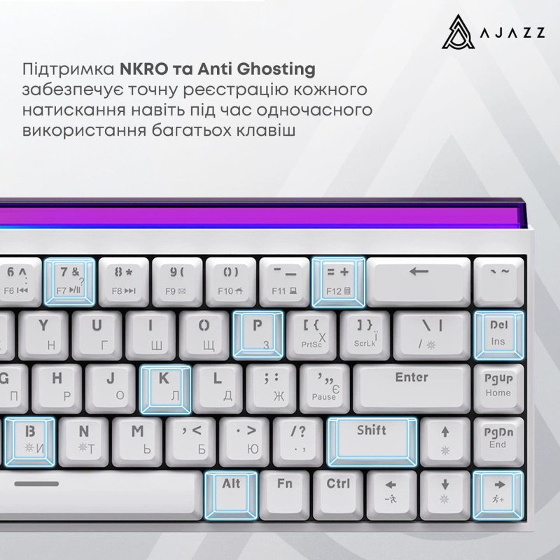Клавіатура Ajazz NK68 Red switches White (NK68-RW)