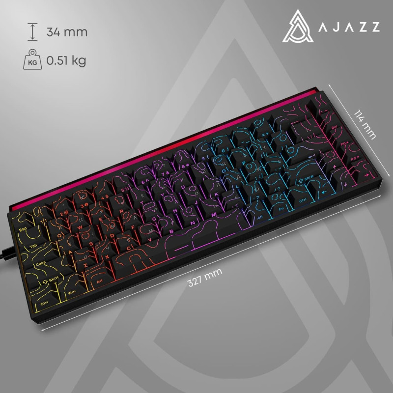 Клавіатура Ajazz NK68 Red switches Side Contour Black (NK68-RSB)