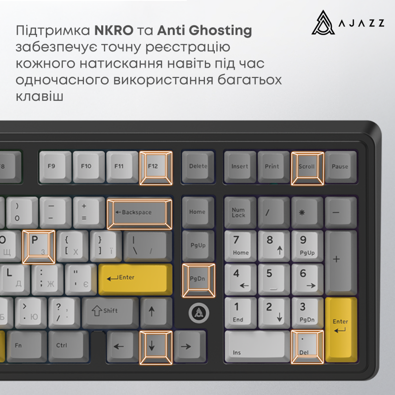 Клавіатура Ajazz AK980 MAX Magnetic switches Black Gray Yellow (AK980-MAX-M-BGY)