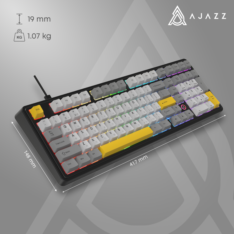 Клавіатура Ajazz AK980 MAX Magnetic switches Black Gray Yellow (AK980-MAX-M-BGY)